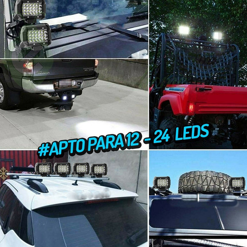 Imagen 8 de 10 de Caja X 2 Faros Reflector Led 70w Negro 12v Para Camioneta