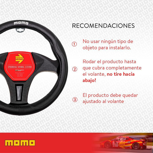 Imagen 7 de 10 de Funda Cubre Volante Momo Antideslizante Universal