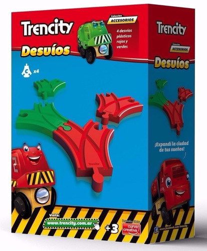 Imagen 1 de 7 de Trencity Set Desvios Plastico Rojo Verde 4 Piezas Educando