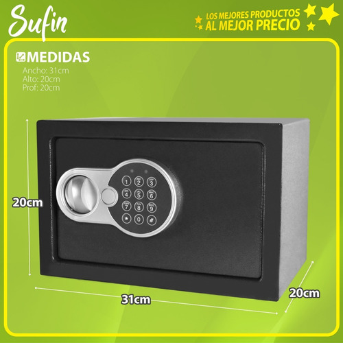 Imagen 4 de 4 de Caja Fuerte Digital + 2 Llaves + Bulones Teclado Numerico