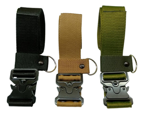 Cinturon Tactico Cobra Militar 4 Cm C/presilla Hebilla Metal Negro Nylon Xxl