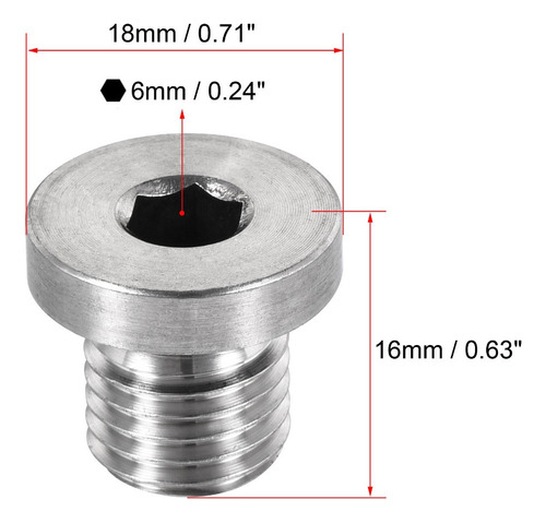 X 2 Tapa De Acero M12x1.5 Para Tubo Conector Rosca Macho Hex