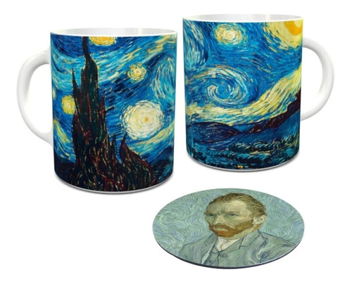 Taza Noche Estrellada Con Portavasos