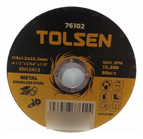 Tolsen Disco De Corte P/metal Y Acero 4 1/2