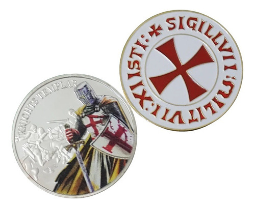Moneda Caballero Templario Metal + Protector Acrílico