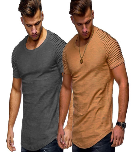 Remera Hombre Manga Corta Moda Slim Fit Entallada A14