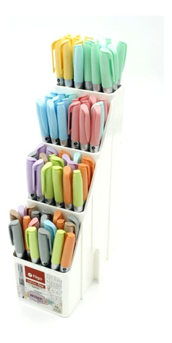 Exhibidor X72 Resaltadores Filgo Fine Pastel En 10 Colores