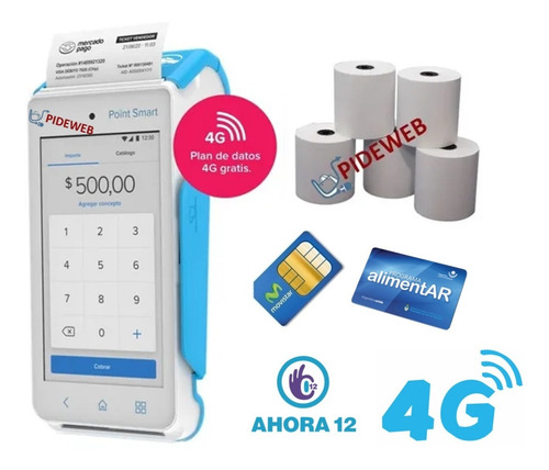 Imagen 1 de 9 de Mercado Pago Point Smart C/chip Celular + Impresora Posnet