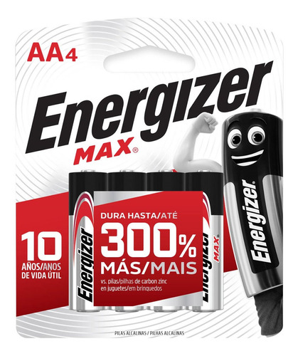 Imagen 1 de 3 de Pack De Pilas Energizer Max E91bp4 Aa X4 Unidades