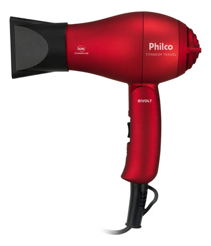 Secador De Cabelo Titanium Travel 1000w Philco Bivolt Vermelho