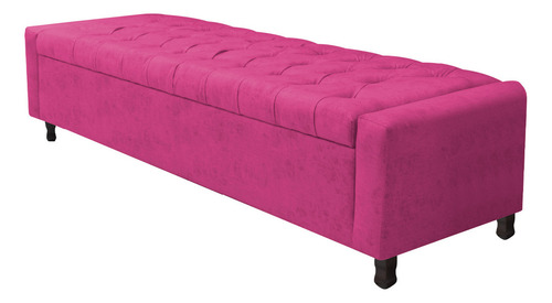 Kit Cabeceira E Calçadeira Baú Casal Everest P02 140cm Suede Cor Pink