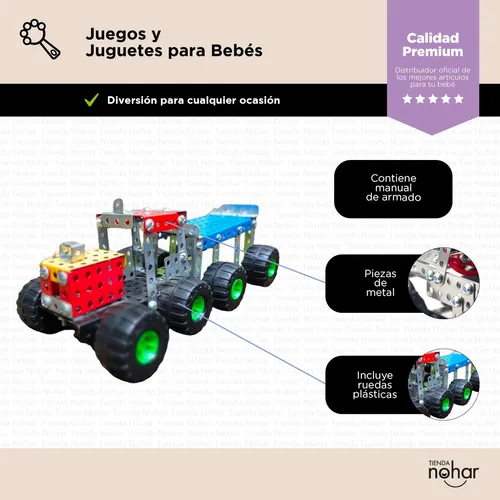 Juego de Construcción piezas metal tipo Meccano - armar Trailer 10 en 1  Constructor pro : : Juguetes y Juegos