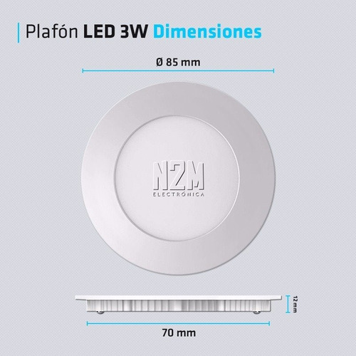 Plafon Led Spot Redondo 3w Embutir Panel Marco Blanco