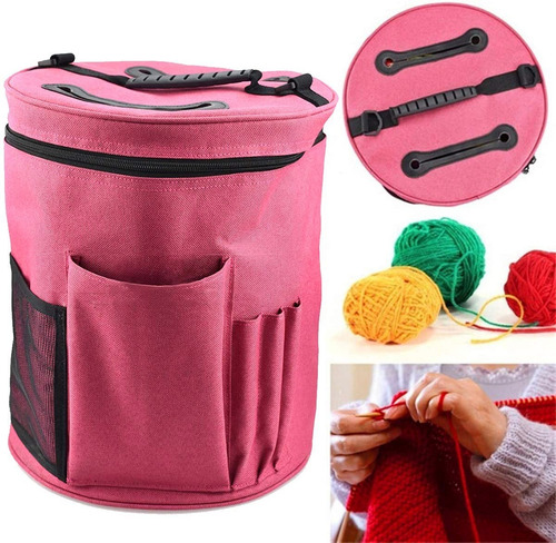 Imagen 1 de 5 de Bolso Porta Tejido Lanas Palillos Y Crochet Grande