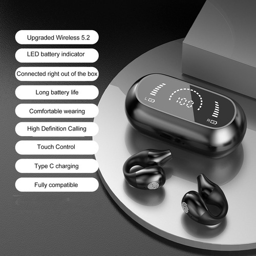Fones De Ouvido S03 Bluetooth 5.2 Com Clipe, Elegante Com