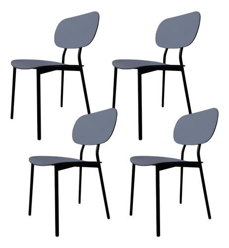 Set 4 Sillas Eames Comedor Minimalista Restaurante Outdoor Color de la estructura de la silla Negro Color del asiento Gris oscuro Diseño de la tela No aplica