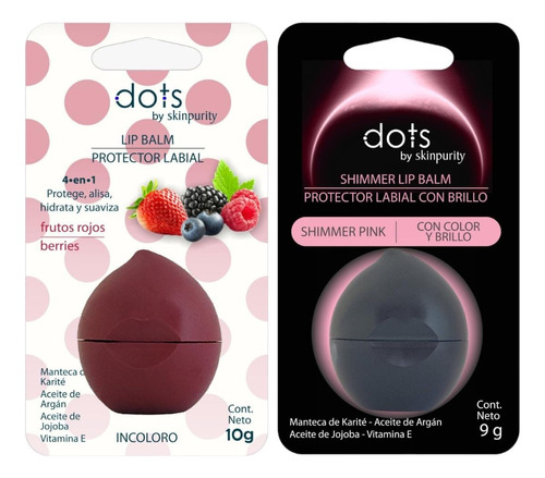 Kit X2 Protector Labiales Dots Rosa Brillante Y Frutos Rojos