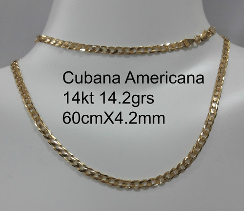 Cadena Cubana American Oro 14k 14.6gr Largo 60cm  Ancho 4.2m