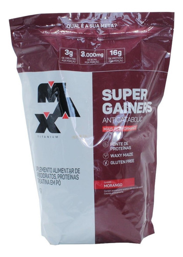 Super Gainers Anticatabolico Sabor Morango Max Titanium 3kg