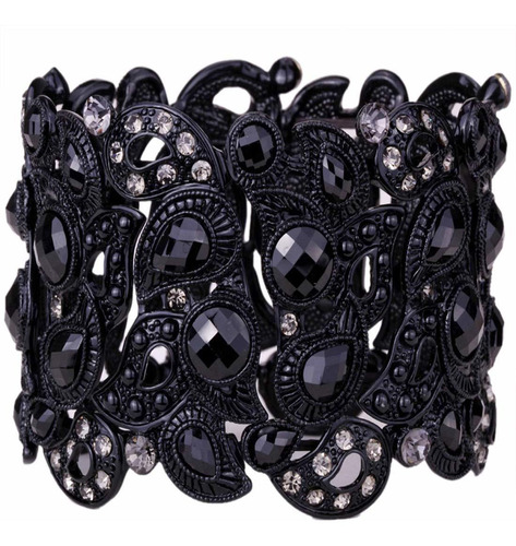 Angel Jewelry Womens Crystal Flower Stretch Cuff Bracelet