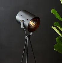 Comprar Lampara De Pie Tripode Cine Industrial Hierro Velador De Pie Estructura Negro Pantalla Negro