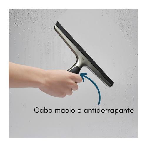 Rodo Limpa Vidros Pia Porta Aço Inoxidável Com Suporte Oxo Cor Prateado