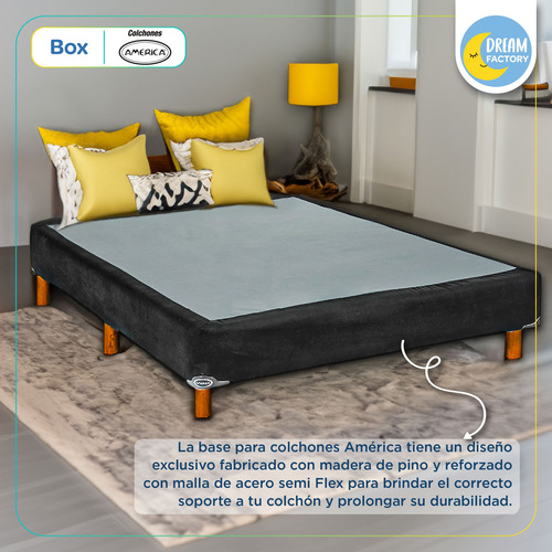 Imagen 3 de 8 de Base O Box Para Colchón Matrimonial América Madera Tapizada
