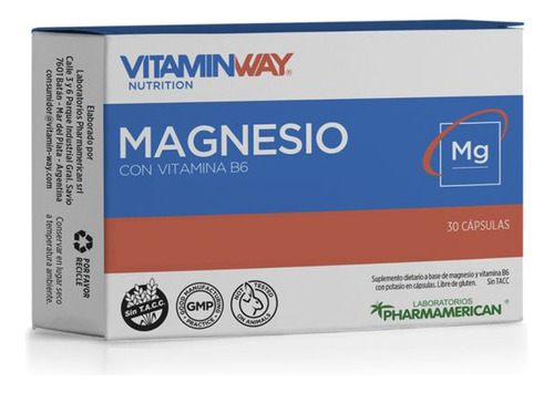 Vitaminway® Magnesio + B6 X 30 Cap | Citrato + Lactato + Mg0