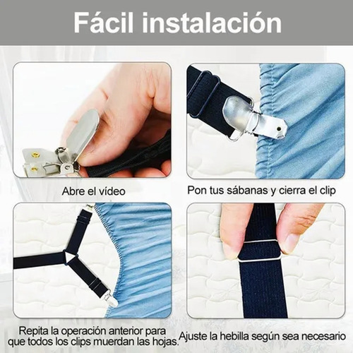 Imagen 7 de 7 de Sujetadores De Sábana De Cama Correa 4 Unidades Ajustable