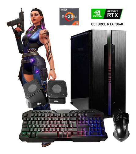 Imagen 1 de 10 de Pc Gamer Ryzen 5 5600x Rtx 3060 A320m 8gb Rgb Ssd 1tb Kitrgb