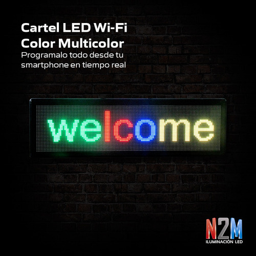 Cartel Led Programable Wifi Celular Vidriera Multicolor Rgb