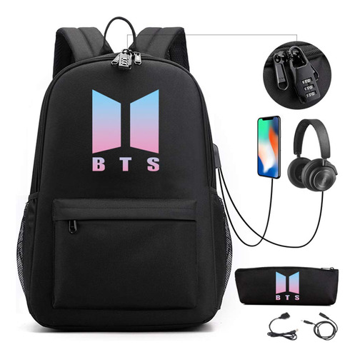 Mochila Viaje Prueba Robo Usb Bts Jimin Suga Jin 5 Para