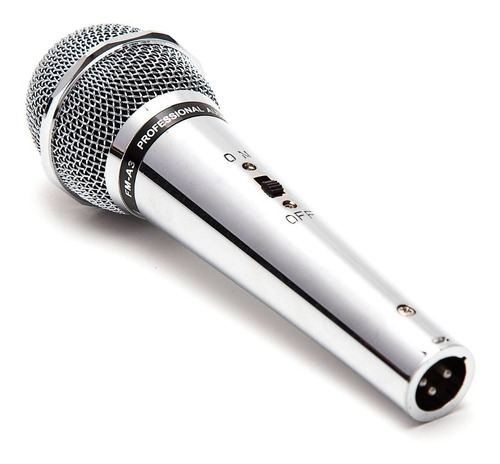 Microfono Dinamico Vocal Metalico Cromado + Cable Canon Pack