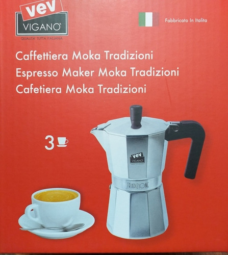 Imagen 3 de 4 de Cafetera Greca Espresso 3 Tazas Made In Italy