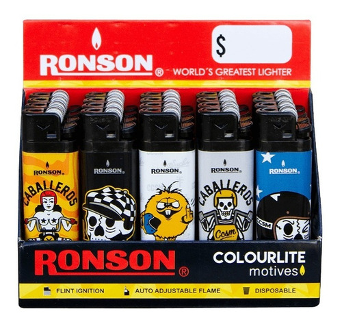 Encendedores Ronson Diseños Caja X 20 Unidades