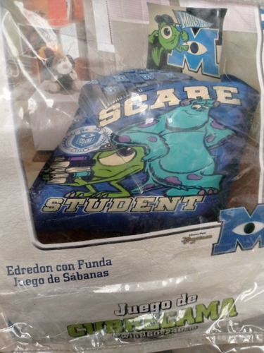 Edredón Individual C/juego De Sabana Monster University Niño