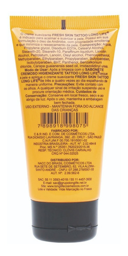 Imagem 7 de 7 de Creme Fresh Skin Para Tatuagem 40 Ml Tattoo Long Life