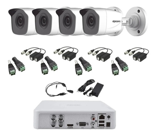 Kit Circuito Cerrado 4 Camaras Hikvision 1080p 2mp Baluns