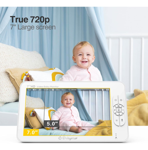 Babystar Monitor De Bebé De Vídeo, 7 Pulgadas 720p Hd Monito