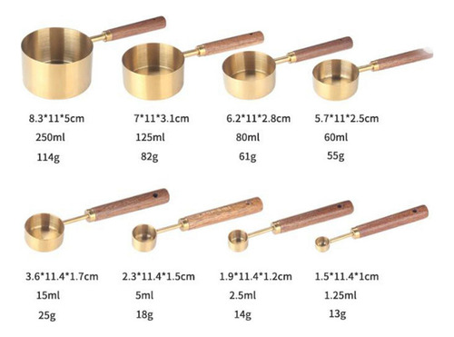 Juego De 8 Tazas Medidoras Y Cucharas, Apilables Para