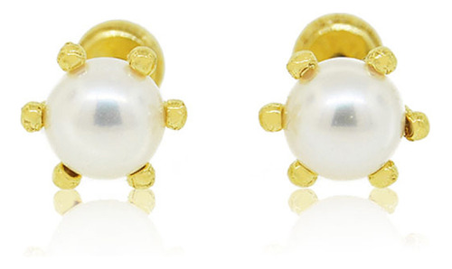 Aros De Oro 18kt Pc Perla 6 Grifas 6,0mm