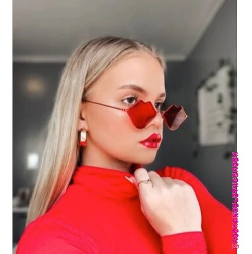 Gafas De Sol Importadas Anteojos Rojos Formas Labios Zaful Lente Rojo Armazón Rojo