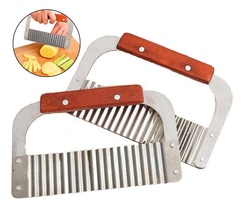 Kit 2 - Cortador Ondulado De Acero Inoxidable For Patatas Y