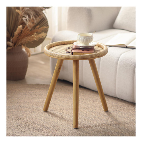 Mesa De Café Redonda De Huidao Rattan, Mesa Lateral Del Boho