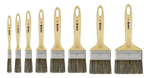 Kit C/ 3 Trincha Dupla Cerda Gris - Ref. 573 - Tigre 1 1/2