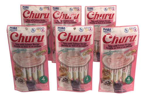 Premios Gatos Snack Atún Con Salmon Churu Caja 6 Pack 4 Pzas