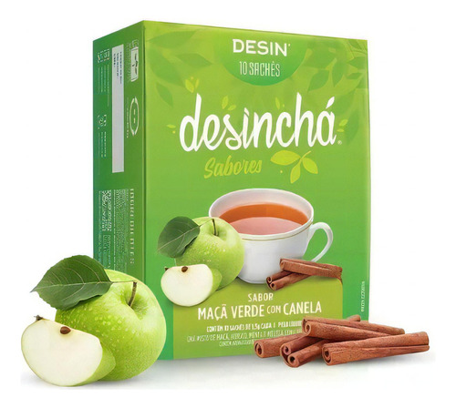 Chá Desinchá Maçã Verde Com Canela (10 Sachês)