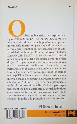 Sobre La Paz Perpetua - Immanuel Kant - Alianza