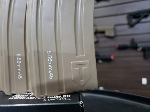Imagem 4 de 6 de Combo 5x Airsoft Magazine Carregador M4 Mid Cap 120bbs Tan