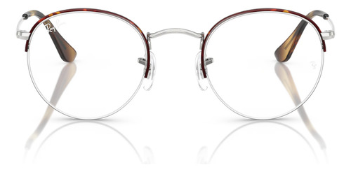 Lentes Armazón Lectura Ray-ban Round Gaze 0rx3947v Silver + 3178 | Plateado Pulido Con Borde Havanna